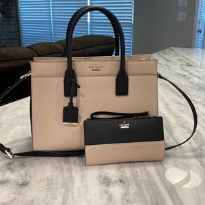 Kate Spade Tote w/ Matching Wallet. Nude & Black